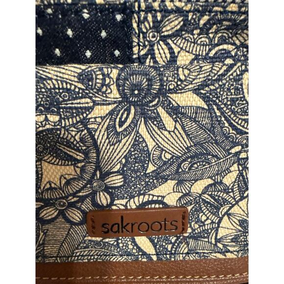 Sakroots Artist Circle Navy Floral Shoulder Cross Body Purse Charm Blue White - Picture 3 of 8